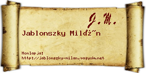 Jablonszky Milán névjegykártya