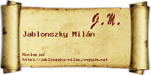 Jablonszky Milán névjegykártya